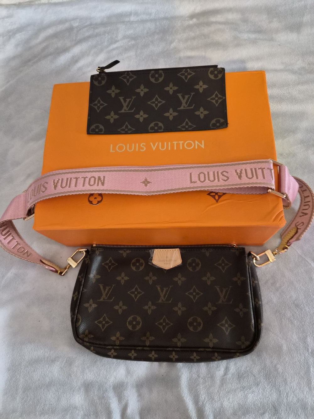 Louis Vuitton Monogram Multi-Pochette Accessoires with Pink Strap